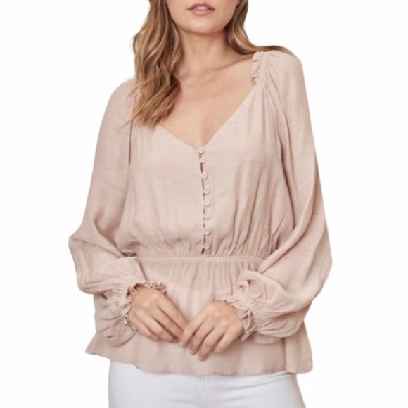 Peplum V Neck Light Pink Blouse - Picture 3 of 16
